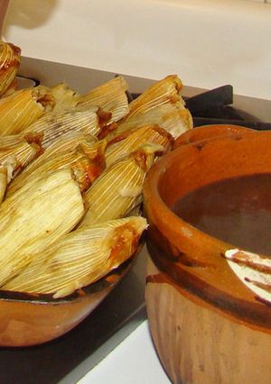 A picture of Monterrey-Style Tamalitos Norteños and Champurrado.