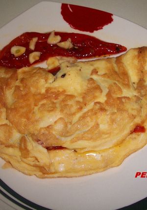 Una foto de Tortilla con pimientos asados