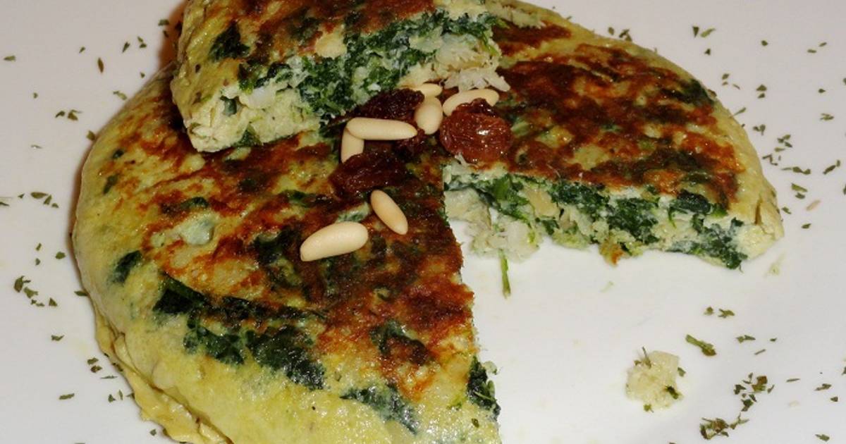 Tortilla de espinacas y bacalao Receta de carme castillo Cookpad