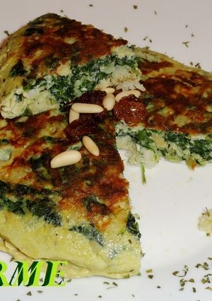 Una foto de Tortilla de espinacas y bacalao
