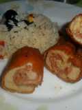 Rollitos rebozados de pollo, jamón y queso