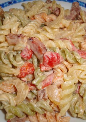 Una foto de Pasta con salsa de cebolla