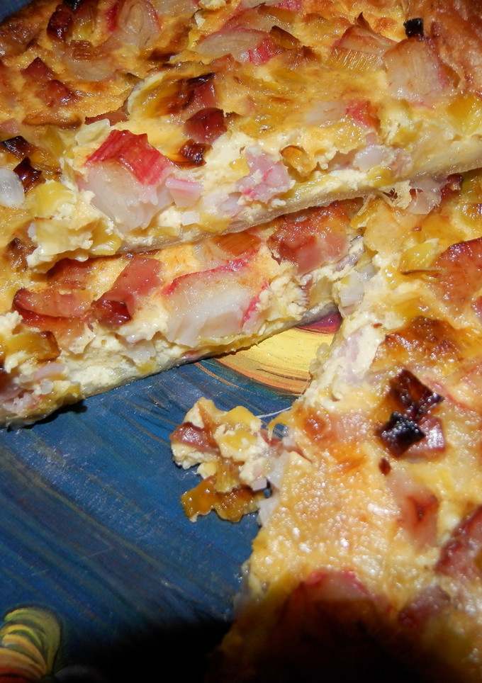 Una foto de Quiche de cangrejo y puerros
