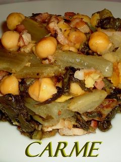 Una foto de Acelgas con garbanzos y beicon