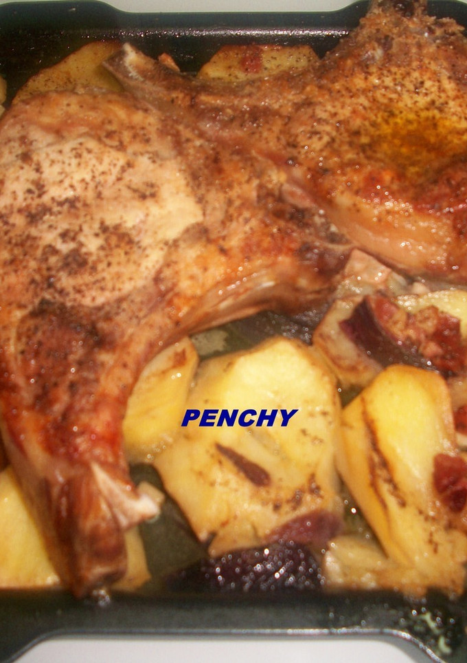 Una foto de Chuletas de cerdo asadas al brandy