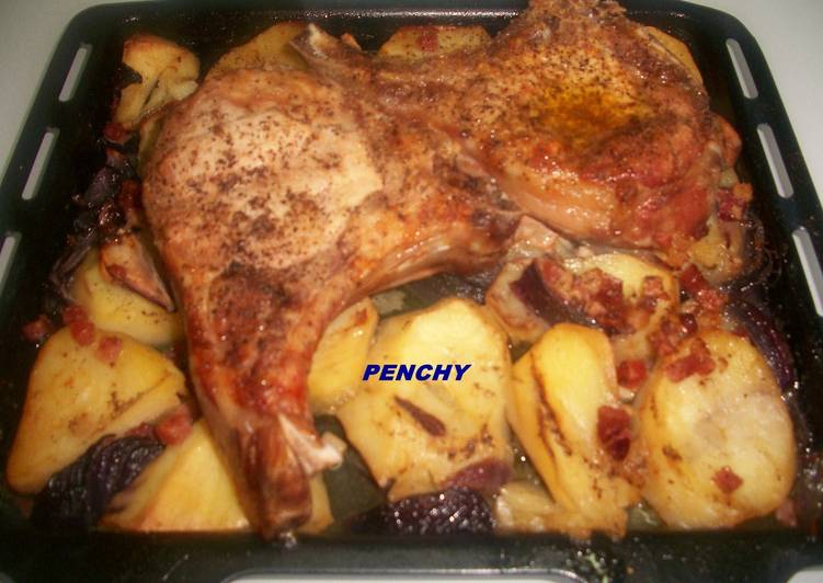 Chuletas de cerdo asadas al brandy