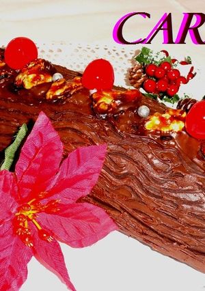 Una foto de Tronco de Navidad relleno de turrón de Jijona