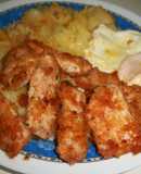 Tiritas de pollo maceradas en plato combinado