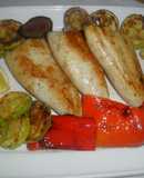 Calamares y verduras a la plancha con zumo de limón