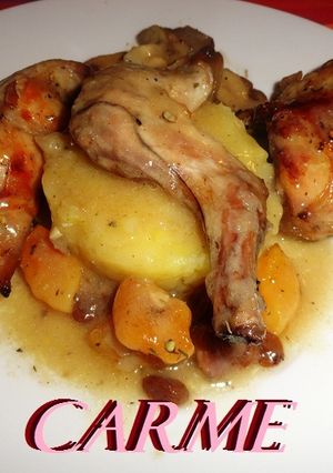 Una foto de Conejo con frutos secos y sidra al horno