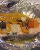 Salmón con pimientos variados