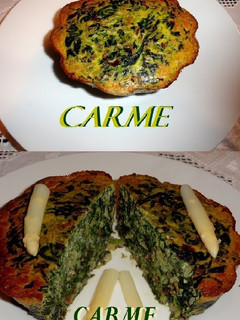 Una foto de Pastel de espinacas y arroz con jamón