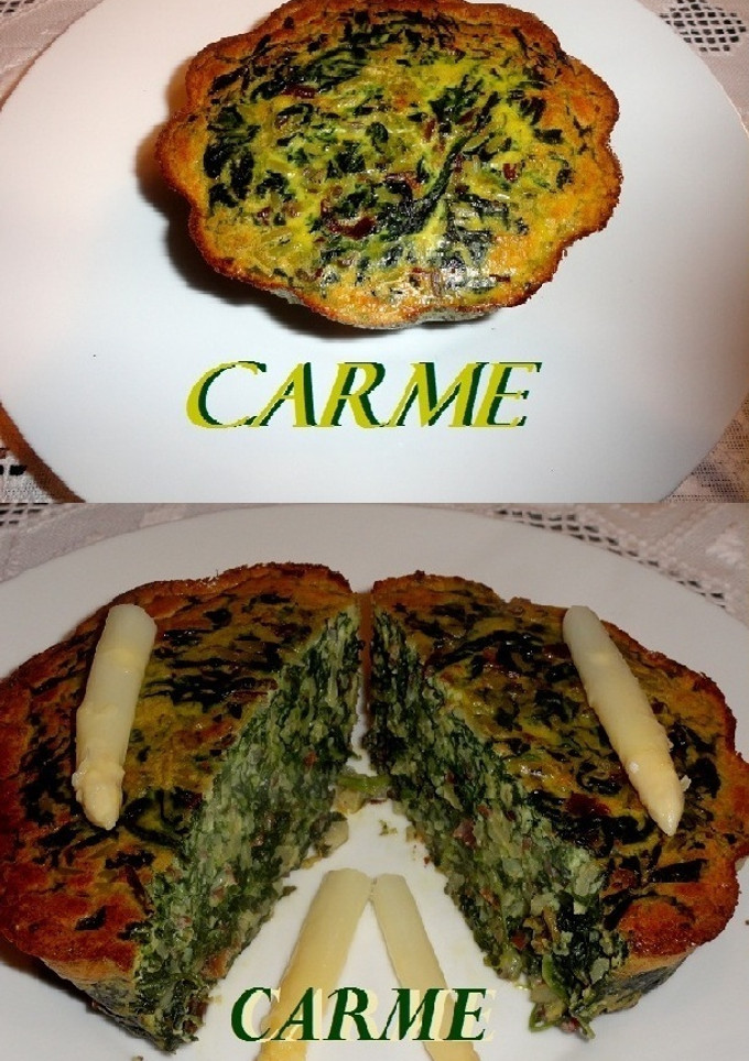 Una foto de Pastel de espinacas y arroz con jamón