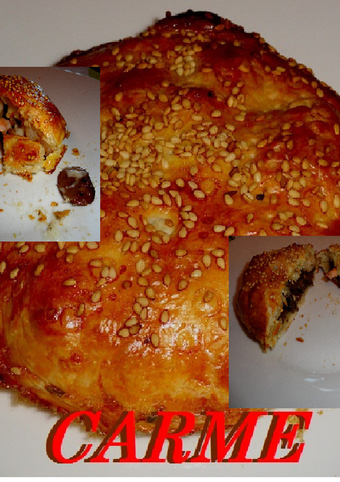 Una foto de Empanadas de hojaldre de champiñones, langostinos y queso