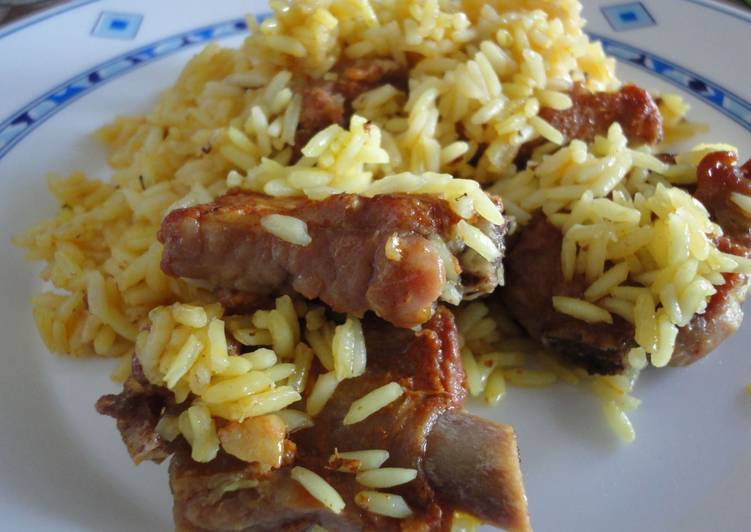 Arroz con costilla ibérica adobada