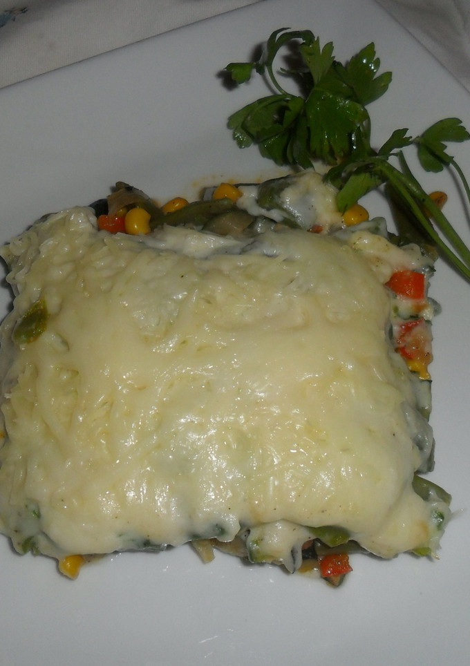 Una foto de Pastel de judías con bechamel