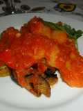 Tumbet de patatas, berenjenas y tomates