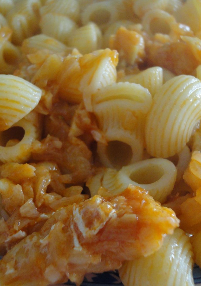 Una foto de Macarrones con bacalao al ajoarriero