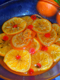 Una foto de Carpaccio de mandarina en almíbar
