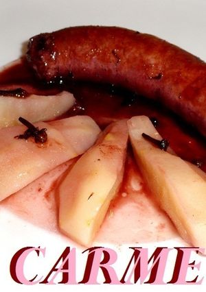 Una foto de Butifarras al vino tinto con peras