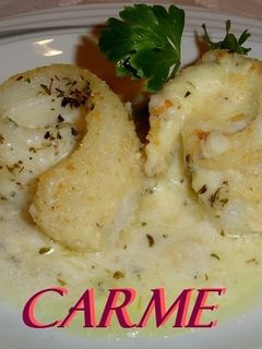 Una foto de Rollitos de halibut (fletán) con queso