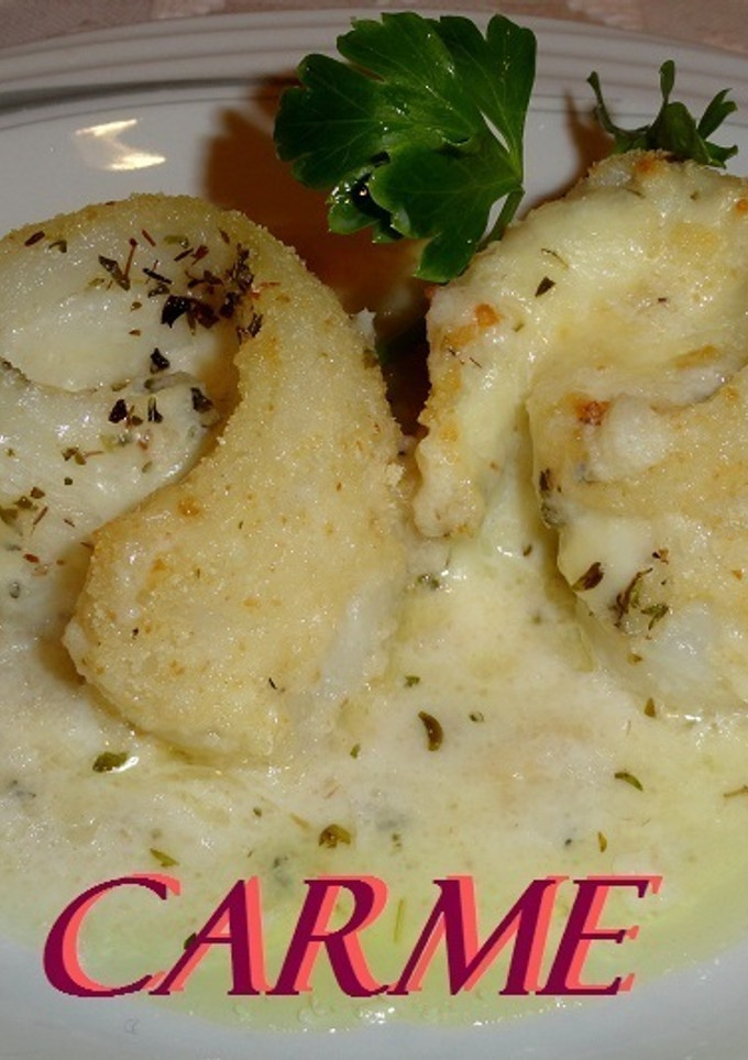 Una foto de Rollitos de halibut (fletán) con queso