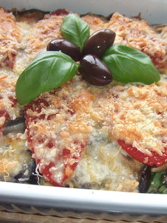 Una foto de Gratinado de berenjenas con pimientos de piquillo
