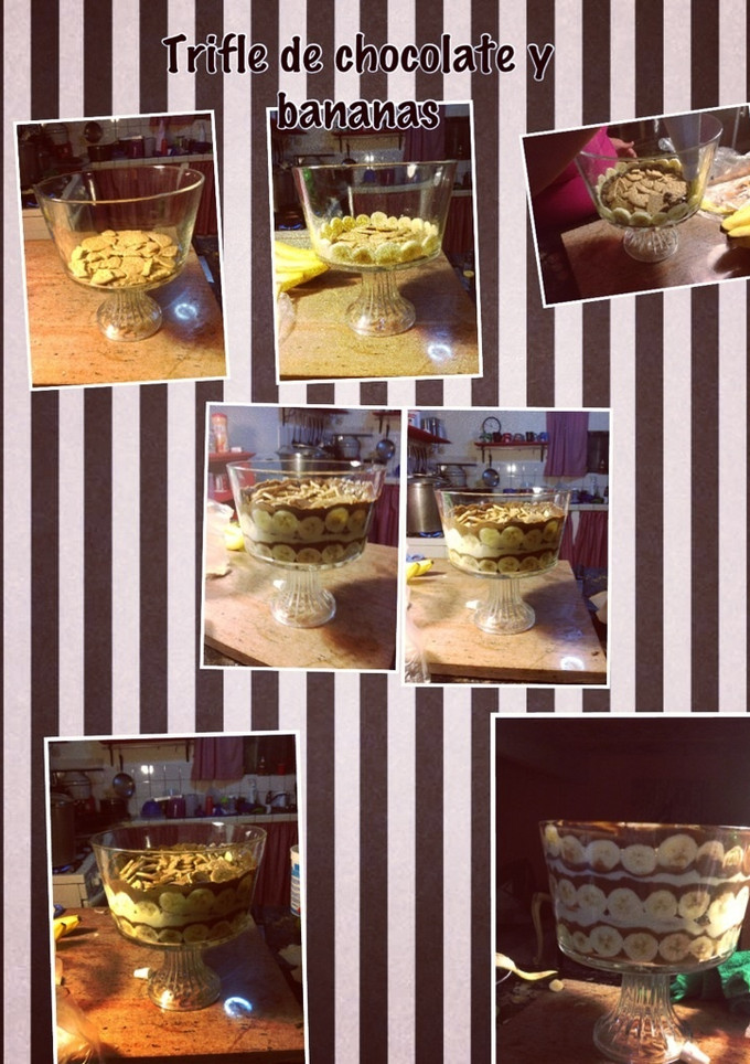 Una foto de Trifle de chocolate, pudding de vainilla y bananas
