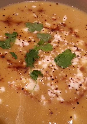 Una foto de Puré de verduras con queso