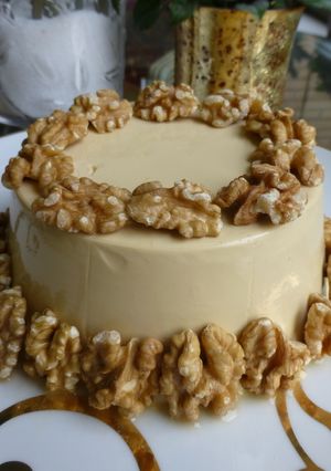 Una foto de Flan de café con nueces