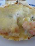 Conchas de mejillones y gambas gratinadas