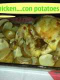 Pollo asado con patatas al limón y romero