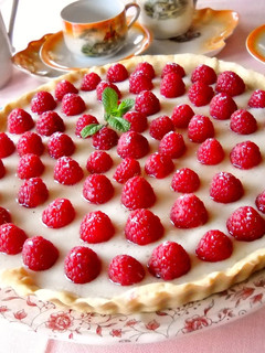 Una foto de Tarta light de frambuesas