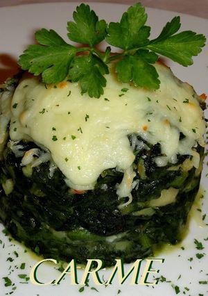 Una foto de Timbal de acelgas con alubias al queso