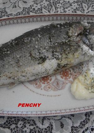 Una foto de Lubina con eneldo a la sal