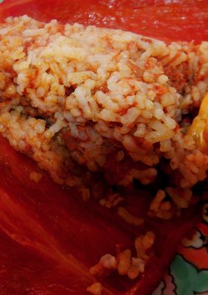 Una foto de Pimientos rellenos de salchicha roja y mallorquina