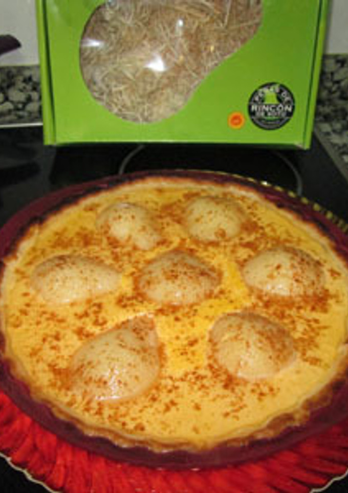 Una foto de Tarta de peras con flan potax