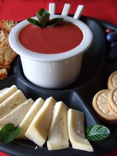 Una foto de Fondue primaveral de fresas