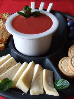 Una foto de Fondue primaveral de fresas