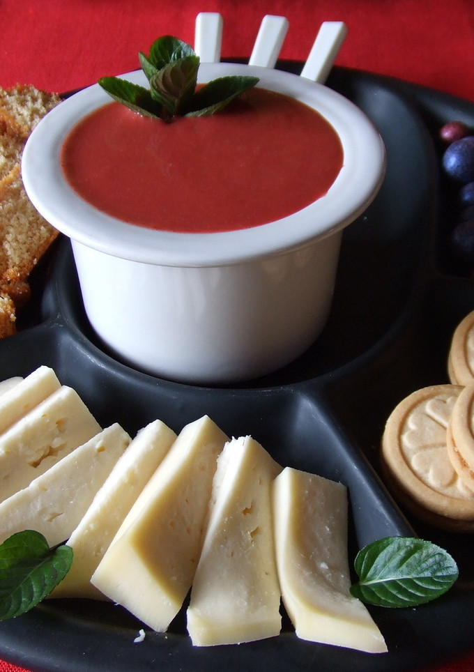 Una foto de Fondue primaveral de fresas