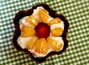 Una foto de Fresones con mascarpone y clementina
