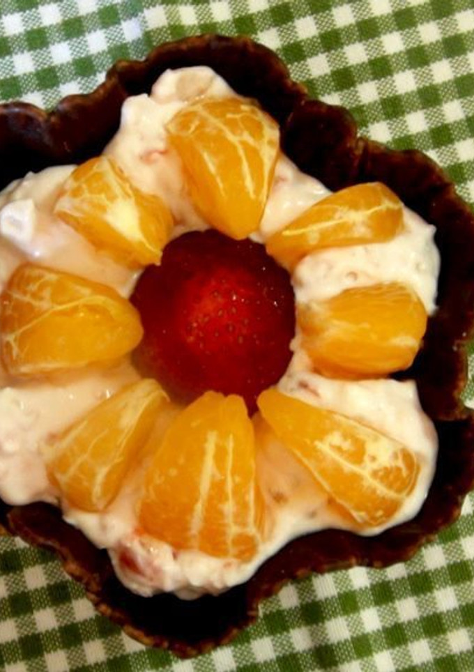 Una foto de Fresones con mascarpone y clementina