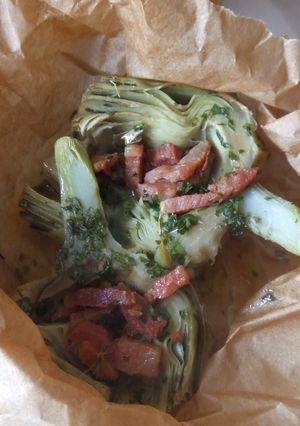 Una foto de Alcachofas en papillote