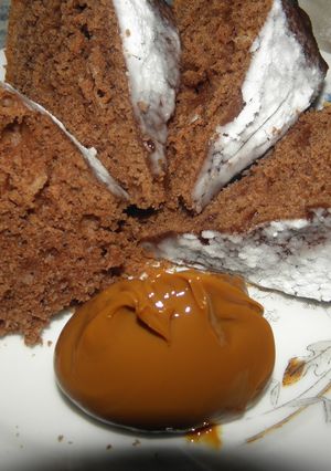 Una foto de Torta de helado de chocolate, queso crema y yogurt