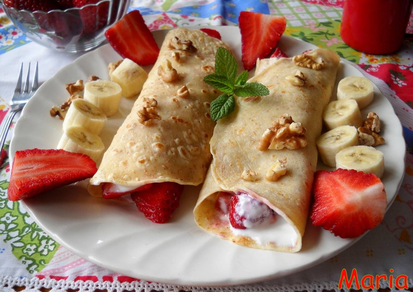 Crepes integrales rellenas de queso