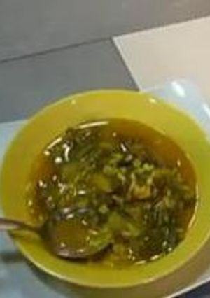 Una foto de Arroz caldoso con acelgas y jamón