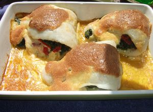 Una foto de Filetes de lenguado rellenos y gratinados