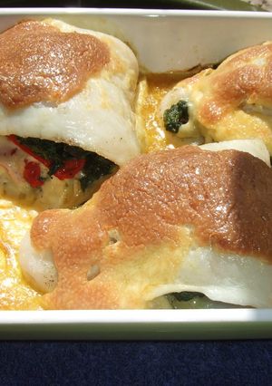 Una foto de Filetes de lenguado rellenos y gratinados