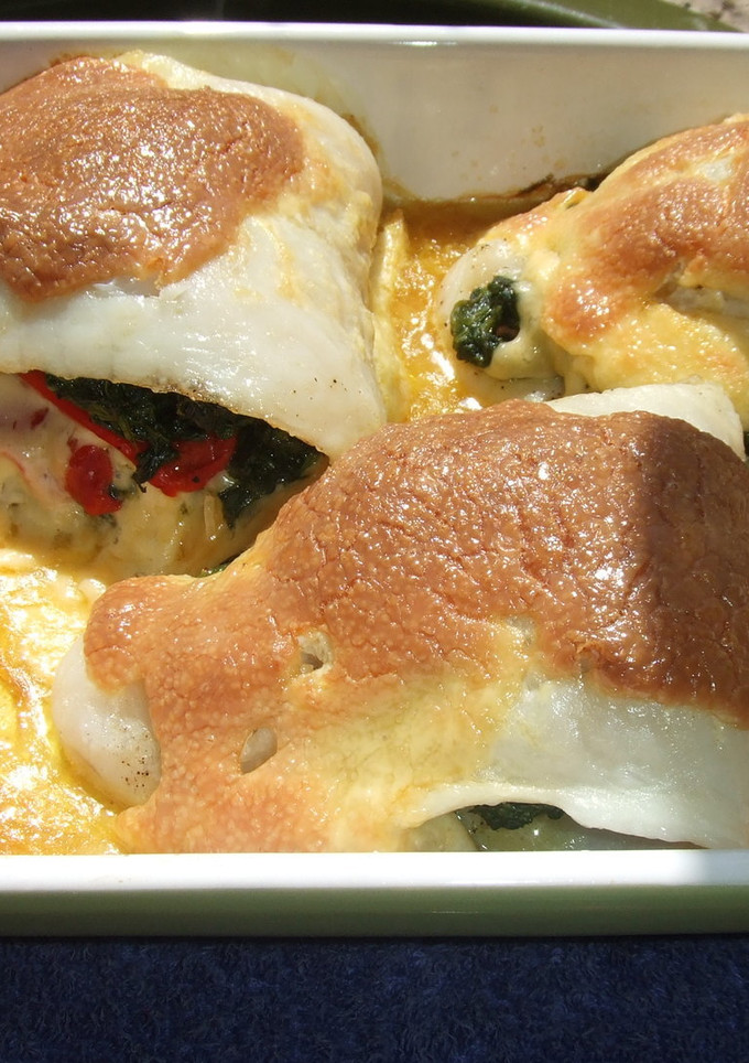 Una foto de Filetes de lenguado rellenos y gratinados