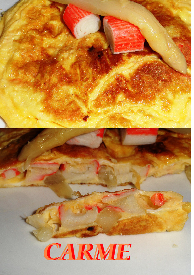 Una foto de Tortilla de espárragos y surimi